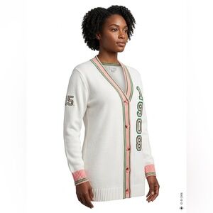 Women's AKA White and Pink Cardigan Sweater